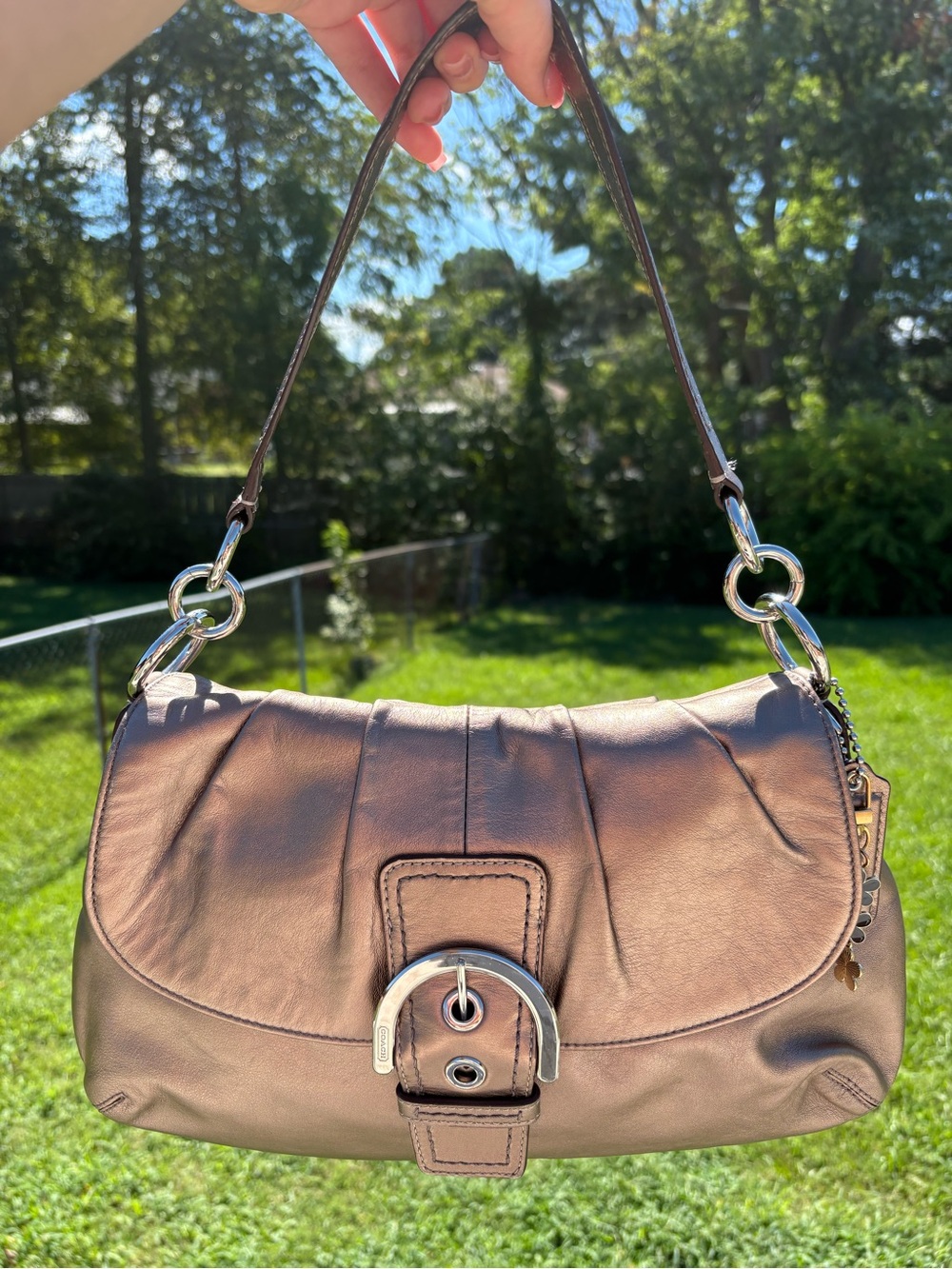 Coach Metallic Bronze Shoulder Bag - Brown